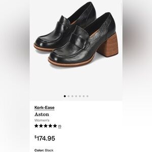 Kork-Ease Aston Black Leather Loafer Heels